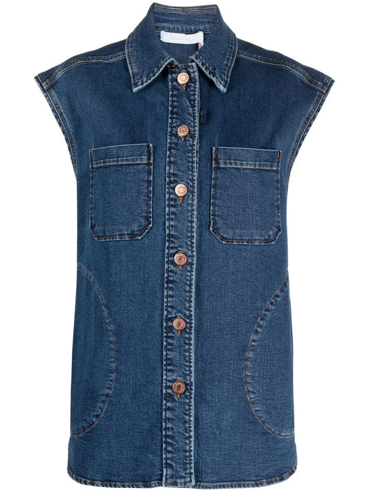 Cap-Sleeved Denim Jacket