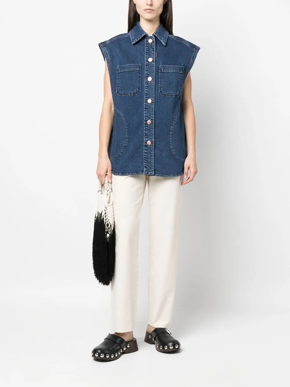 Cap-Sleeved Denim Jacket