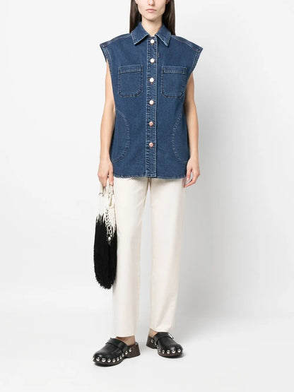 Cap-Sleeved Denim Jacket