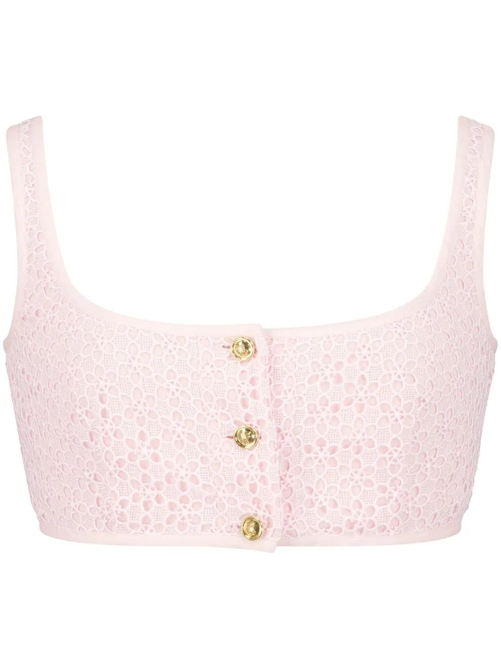 Lace-Embroidered Sleeveless Crop Top