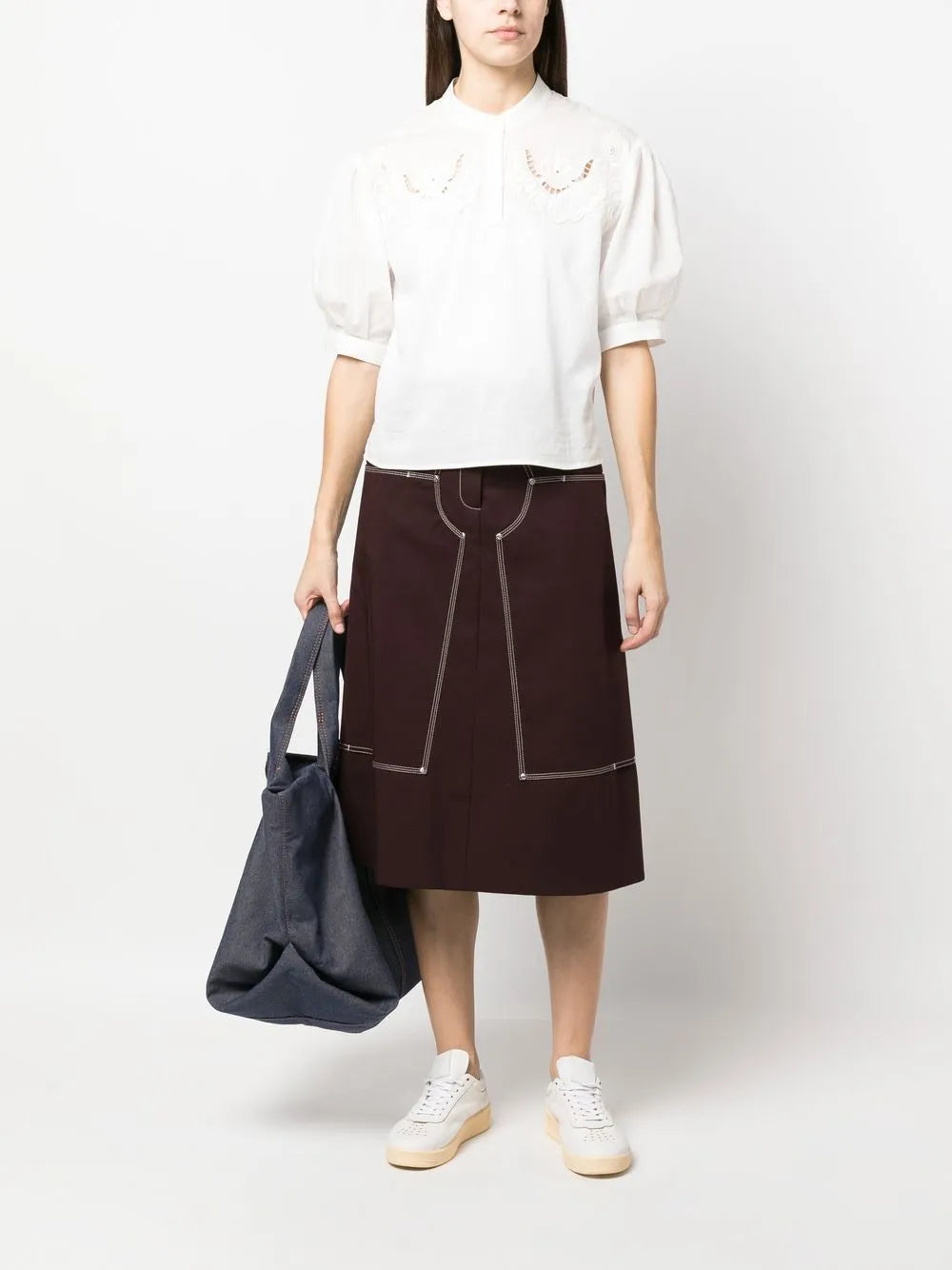 Broderie-Anglaise Puff-Sleeve Shirt