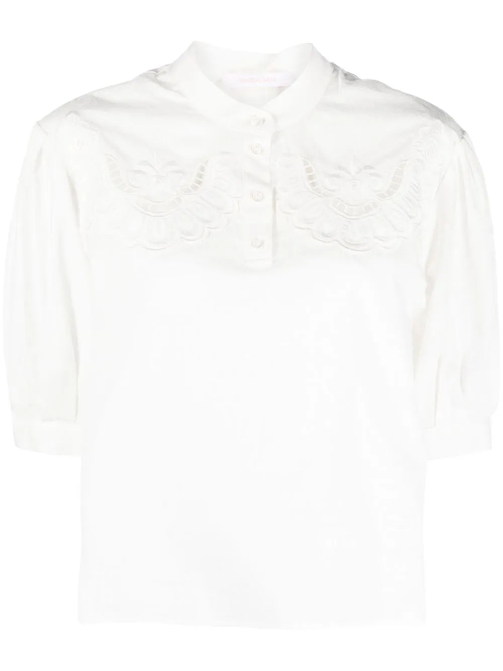 Broderie-Anglaise Puff-Sleeve Shirt