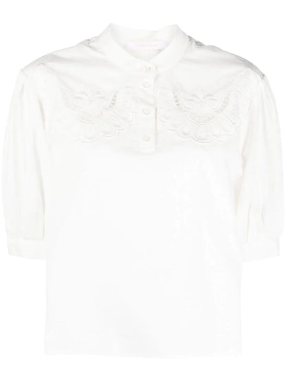 Broderie-Anglaise Puff-Sleeve Shirt