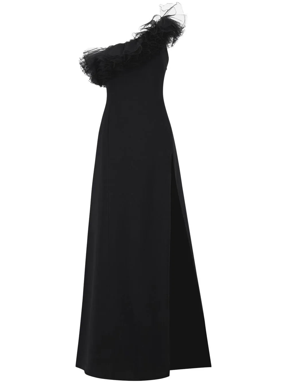 Ruffled One-Shoulder Gown
