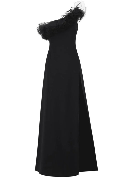 Ruffled One-Shoulder Gown