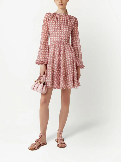 Polka-Dot Flared Minidress