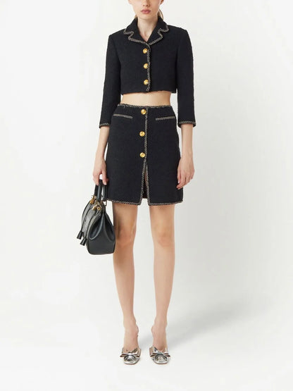 High-Waisted Tweed Mini Skirt