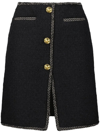 High-Waisted Tweed Mini Skirt