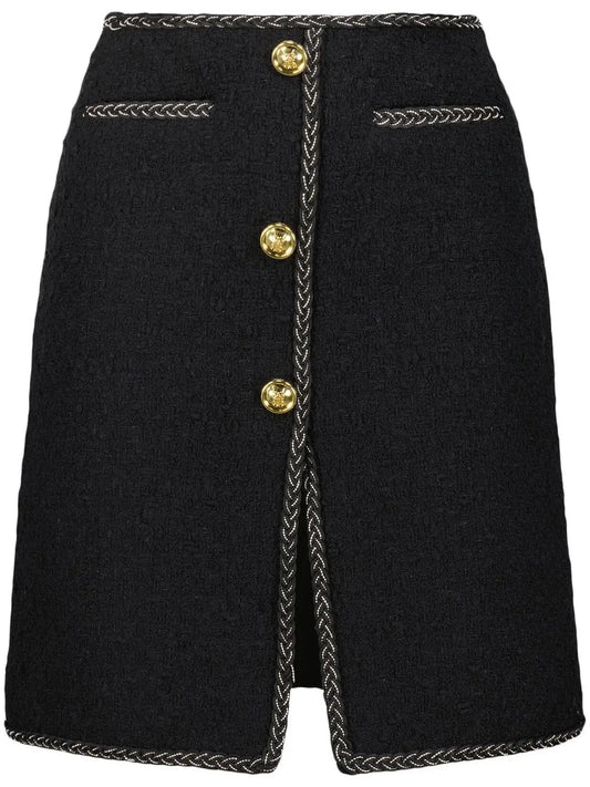 High-Waisted Tweed Mini Skirt