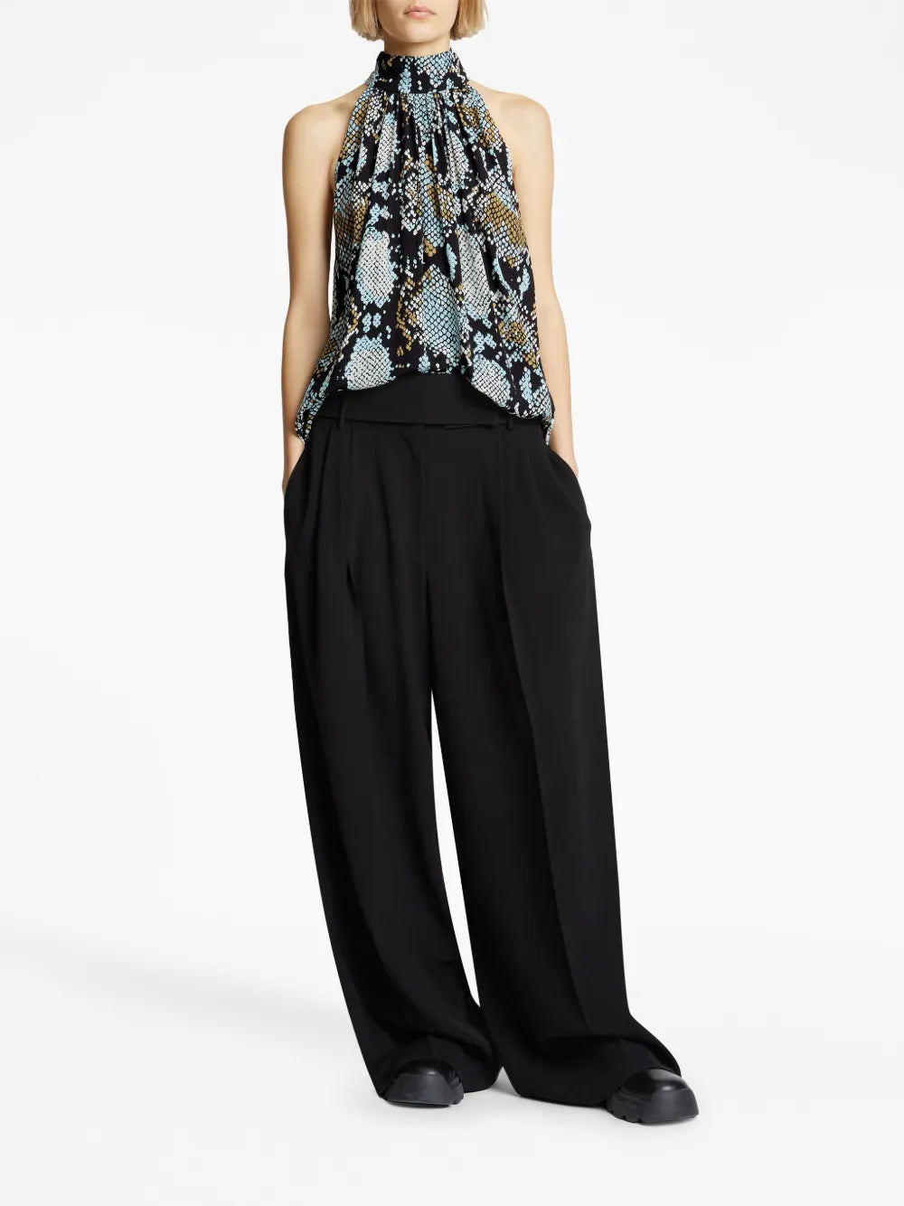 Snakeskin-Print Sleeveless Top