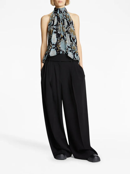 Snakeskin-Print Sleeveless Top