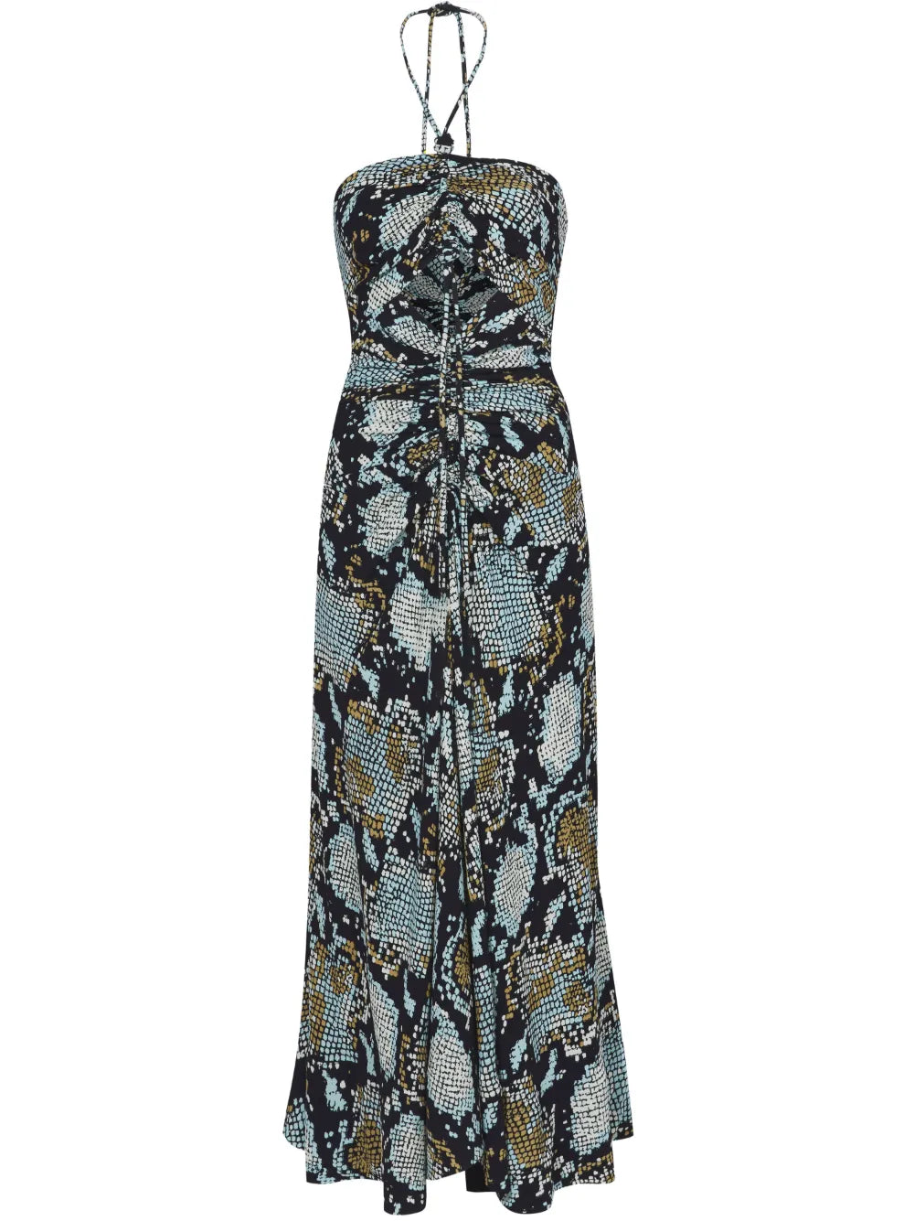 Snake-Print Halterneck Midi Dress