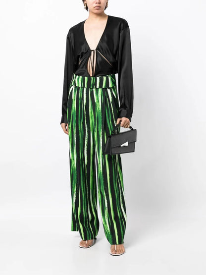 Striped Wide-Leg Trousers