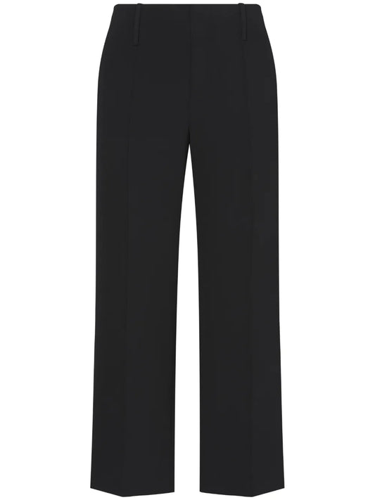 Mid-Rise Crepe Cropped Trousers