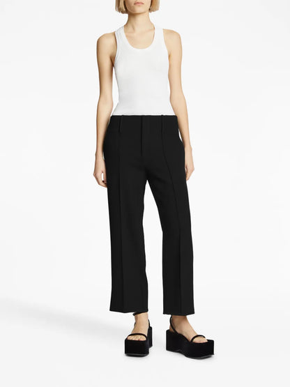 Mid-Rise Crepe Cropped Trousers