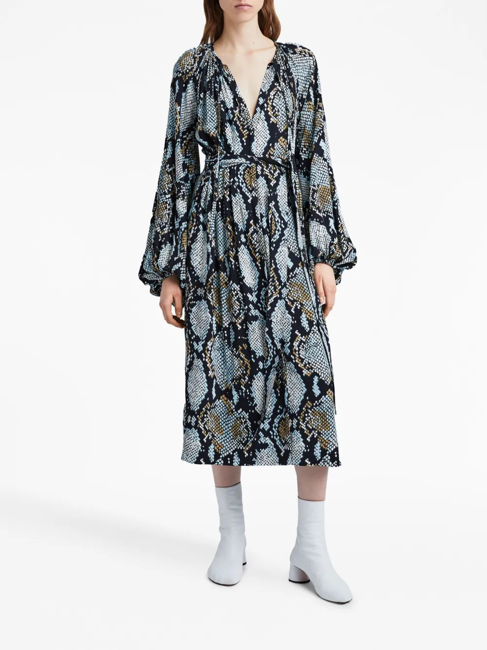 Snake-Print Crepe De Chine Shirtdress