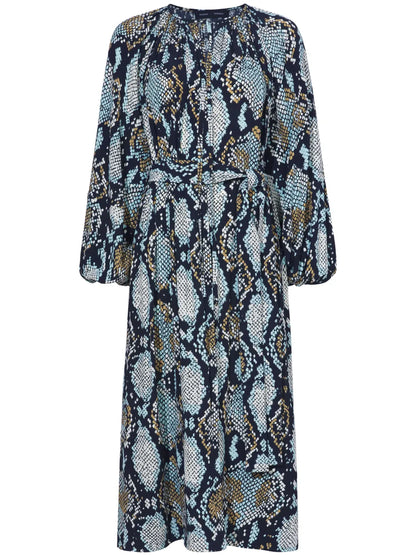 Snake-Print Crepe De Chine Shirtdress