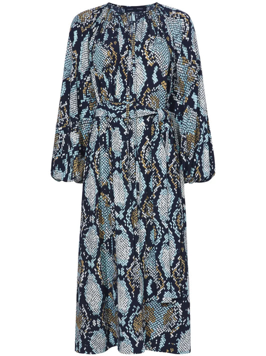Snake-Print Crepe De Chine Shirtdress