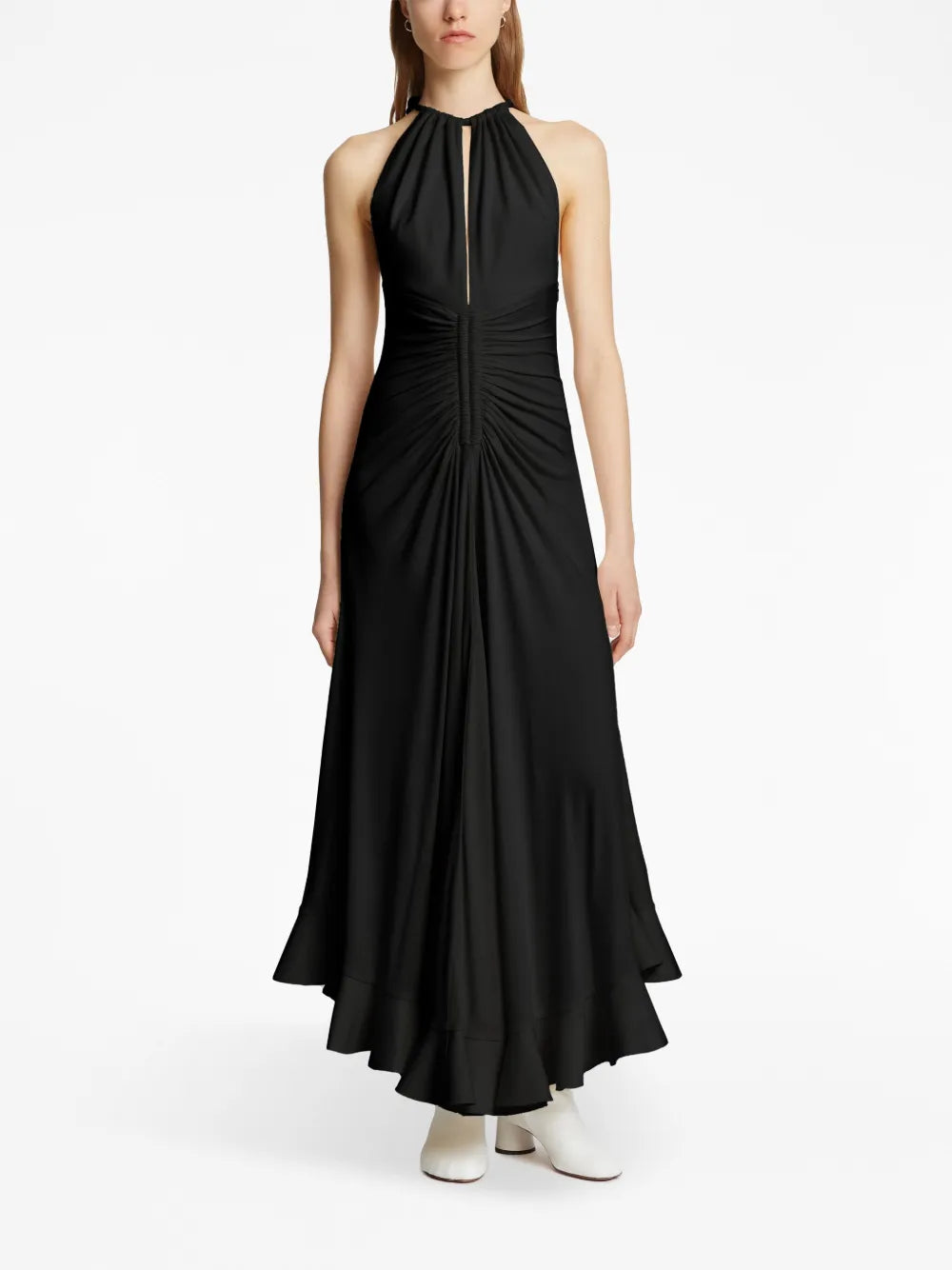Halterneck Draped Jersey Dress