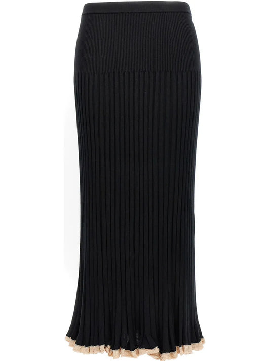 Ribbed-Knit Midi Skirt
