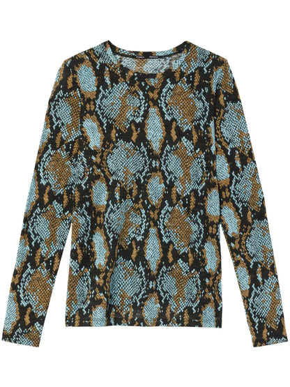 Snakeskin-Print Long-Sleeve T-Shirt