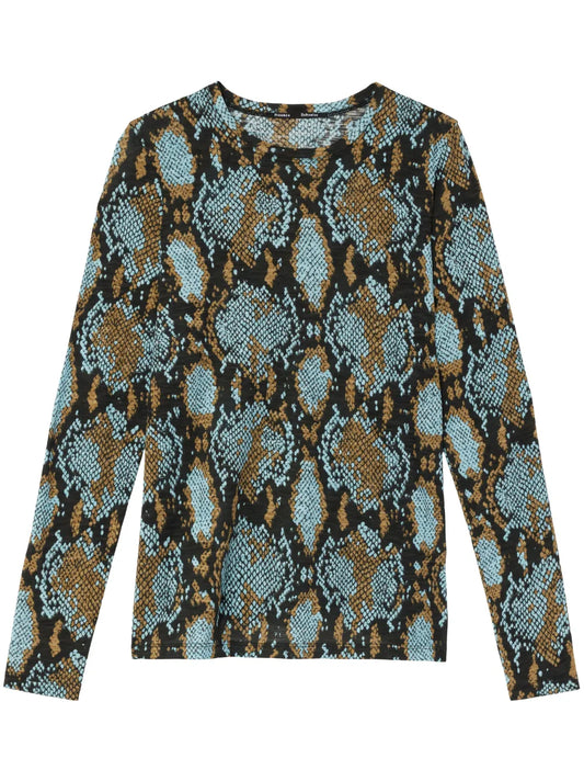 Snakeskin-Print Long-Sleeve T-Shirt