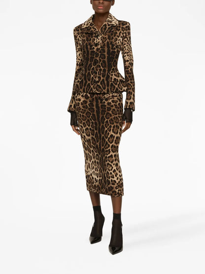 Leopard-Print Single-Breasted Blazer