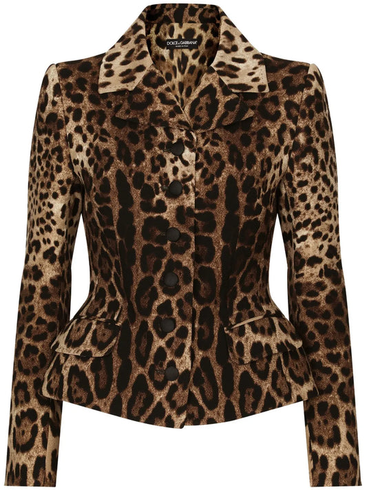 Leopard-Print Single-Breasted Blazer