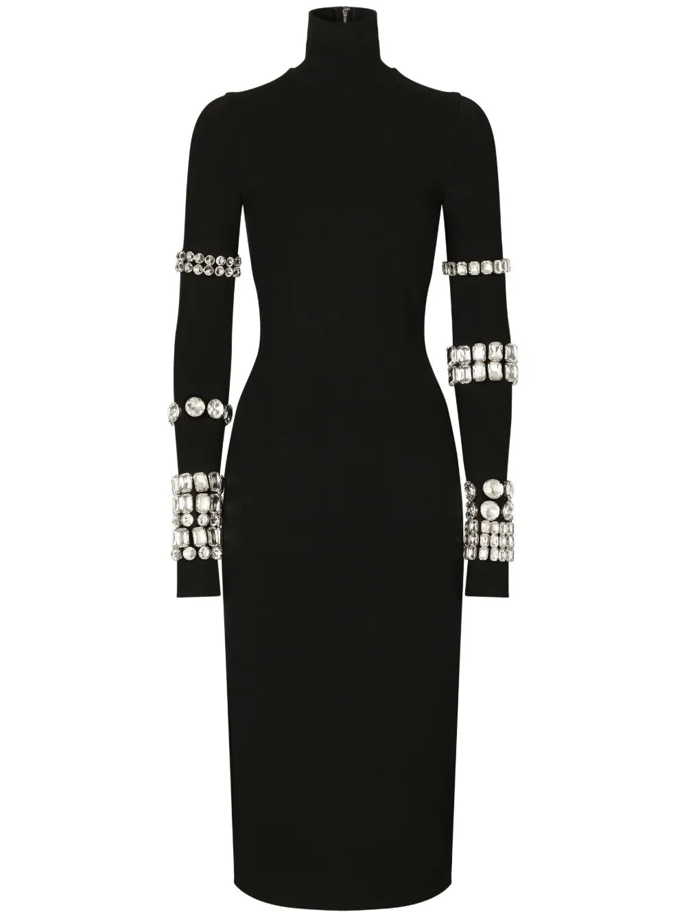 Kim Dolce&Gabbana Milano-Rib Embellished Midi Dress