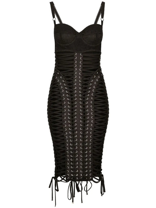 Kim Dolce&Gabbana Eyelet-Detail Midi Dress