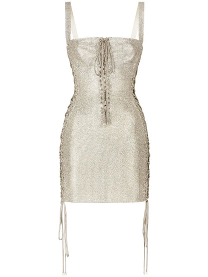 Kim Dolce&Gabbana Crystal-Embellished Mesh Minidress