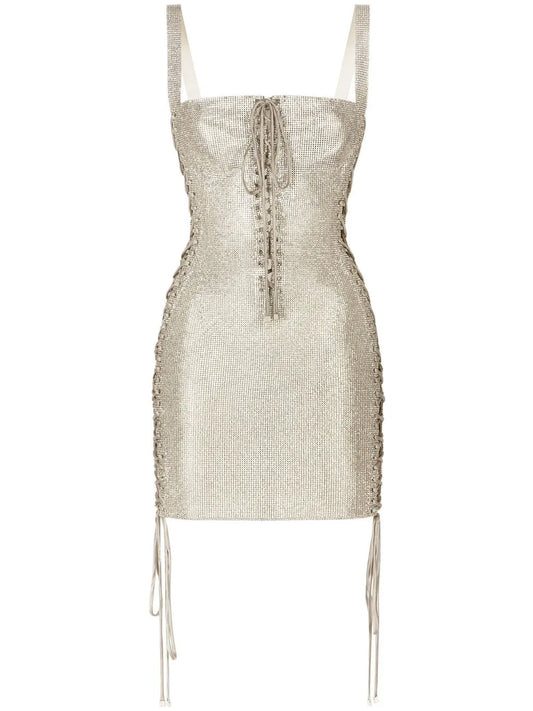 Kim Dolce&Gabbana Crystal-Embellished Mesh Minidress