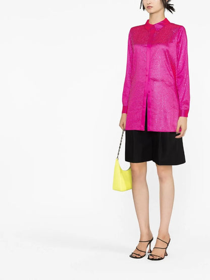 Rhinestone-Embellished Long-Sleeved Shirt