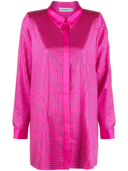 Rhinestone-Embellished Long-Sleeved Shirt