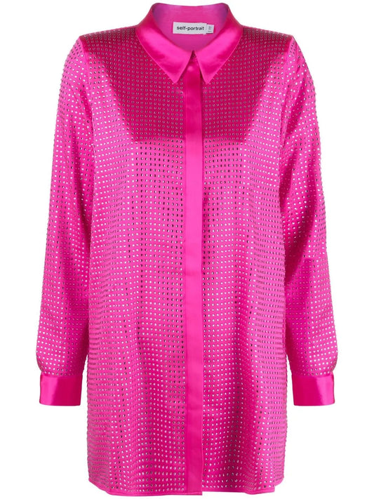 Rhinestone-Embellished Long-Sleeved Shirt
