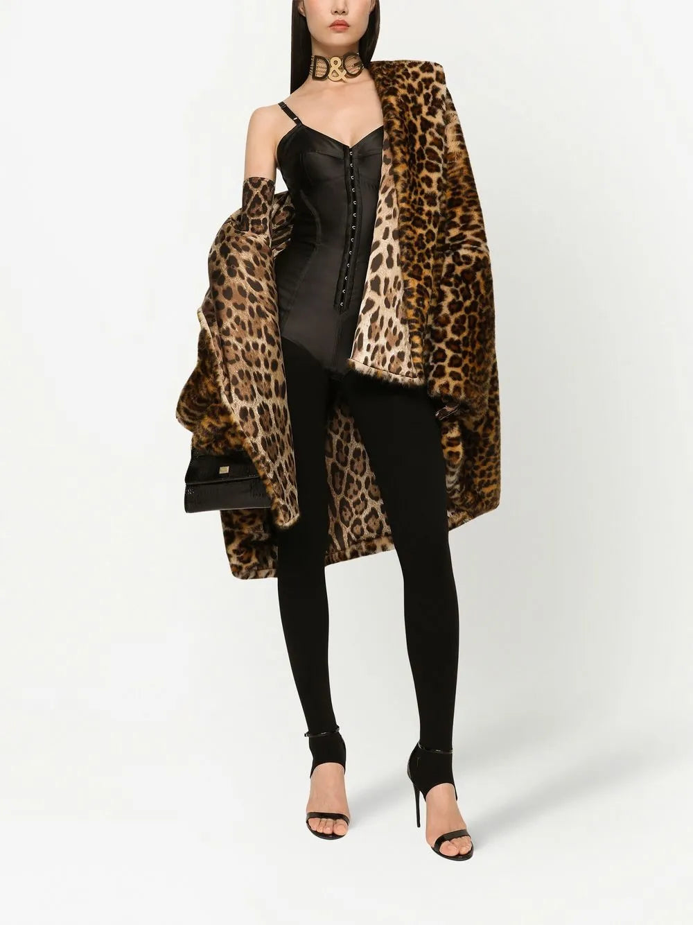 Kim Dolce&Gabbana Leopard-Print Faux-Fur Cape