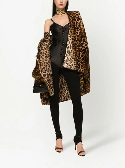 Kim Dolce&Gabbana Leopard-Print Faux-Fur Cape