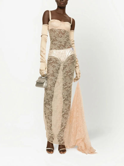 Kim Dolce&Gabbana Floral-Lace Maxi Dress