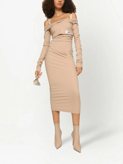 Kim Dolce&Gabbana Number Patch Off-Shoulder Dress