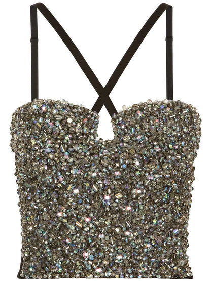 Kim Dolce&Gabbana Rhinestone-Embellished Corset Top