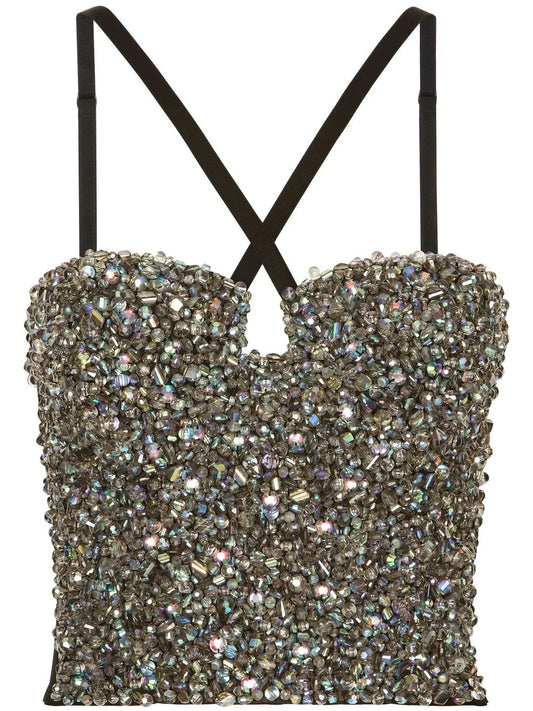Kim Dolce&Gabbana Rhinestone-Embellished Corset Top