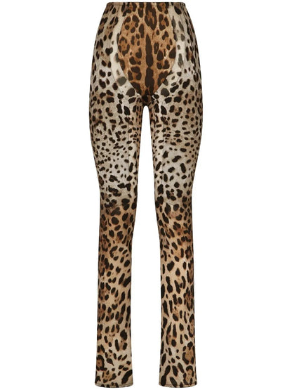 Kim Dolce&Gabbana Leopard-Print Flared Trousers