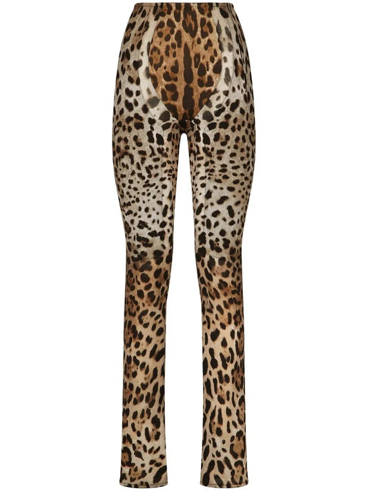 Kim Dolce&Gabbana Leopard-Print Flared Trousers