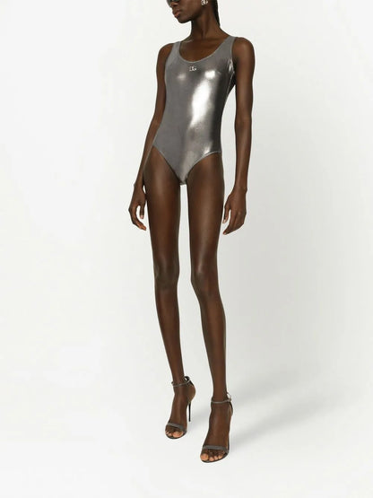 Kim Dolce&Gabbana Foiled-Effect Racer Swimsuit
