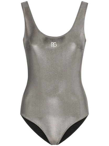 Kim Dolce&Gabbana Foiled-Effect Racer Swimsuit