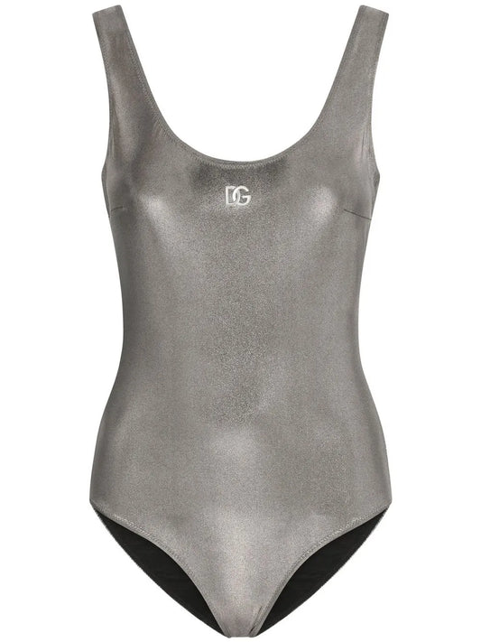 Kim Dolce&Gabbana Foiled-Effect Racer Swimsuit