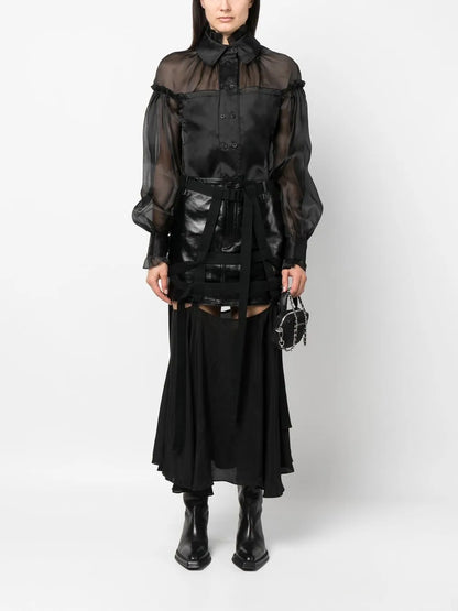 Sheer-Panel Detail Blouse