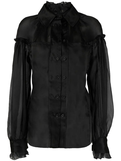 Sheer-Panel Detail Blouse