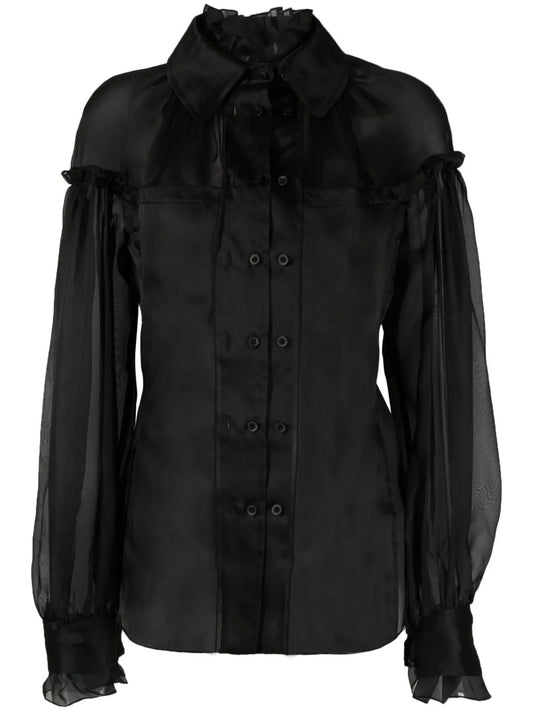 Sheer-Panel Detail Blouse