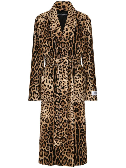 Kim Dolce&Gabbana Leopard-Print Terrycloth Coat